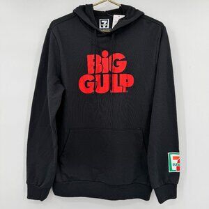 7-Eleven Big Gulp Black Hoodie Pullover Logo Graphic Sweatshirt Mens Small NWT